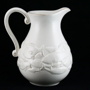 White Embossed Fish Jug